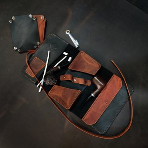 Durable Full Grain Leather Pipe <b>Roll</b> Storage Case Custom Logo Tobacco Pipe Travel Bag Pouch <b>Kit</b> PRB-0030 - Product Image 5
