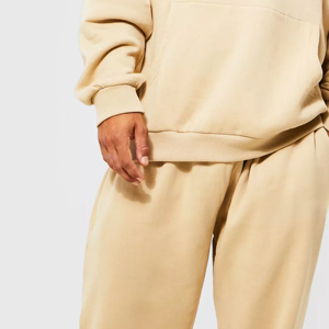 Ensemble de survêtement beige à capuche pour homme avec logo personnalisé, manches longues, couleur unie, coupe décontractée, sweat-shirt et pantalon en coton, tenue d'automne - Product Image 4