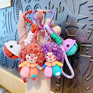 QYS Cartoon Curly Clown Plush Keychain Funny Fur Doll <b>Bag</b> Charm Cute <b>Key</b> <b>Ring</b> Gift - Product Image 5