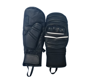 Mitaines de ski en cuir véritable personnalisées avec logo, rembourrées, pour hommes et femmes, gants de snowboard pour sports d'hiver - Product Image 1
