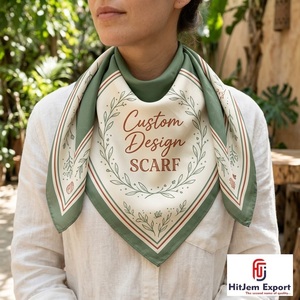 Luxury Custom Printed Square Scarf Silk Feel Fashion Shawl Private Label OEM ODM Textile Manufacturer Service Provider Fabrics - Product Image 6