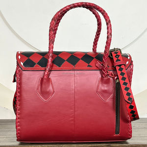 Nuevo Bolso Tote de Cuero Vacuno Estilo Occidental, Hecho a Mano, con Diseño Floral a Cuadros y Asa Trenzada, Bolso de Diseñador para Mujer - Product Image 5