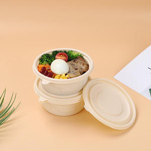 ชามซุปพรีเมียมแบบนำกลับบ้าน ชามข้าวต้ม กล่องเบนโตทรงกลม ชามรักษ์โลกแบบย่อยสลายได้พร้อมฝาปิด ราคาดีที่สุด - Product Image 5