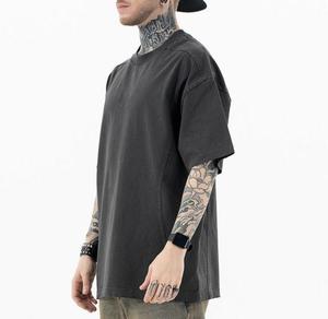 T-shirt unisexe en toile 100 % coton 275 g pour homme, coupe classique, style streetwear hip-hop, délavé à l'acide, couleur unie, écologique, vente en gros OEM - Product Image 4