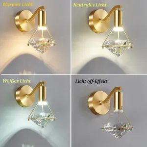 Modern Luxury Rhombus Crystal Lamp Wall Lighting Brass Material Hotel Bedroom Living Room Corridor Decor LED Crystal Wall Light