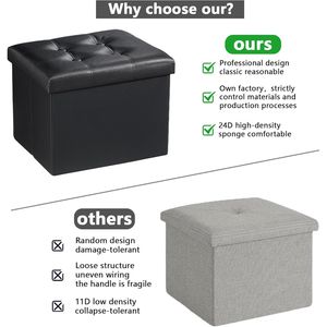 <b>Leather</b> Storage Ottoman with Folding <b>Foot</b> Rest <b>Stool</b> for Home Living Room Workshop Hospital - Product Image 3
