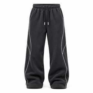 Pantalon de survêtement en molleton épais pour homme, coupe oversize, jambe large, hiver, style streetwear, vente en gros, fabricant OEM ODM - Product Image 1