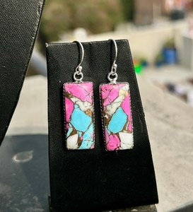 Pendientes de Plata de Ley 925 con Turquesa Algodón de Azúcar, Hechos a Mano, Minimalistas, Colgantes, con Piedras Preciosas, Regalo de Joyería - Product Image 2