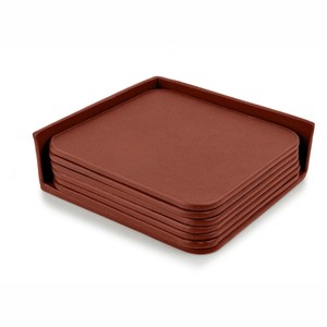 Custom Logo Wholesale Luxury PU Leather Drink Coasters Waterproof Round Non-Slip Heat Resistant Coffee Cup <b>Mat</b> Set for Home <b>Bar</b> - Product Image 3