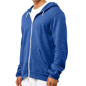 Veste de sport doublée en polaire confortable pour l'automne et l'hiver, streetwear pour homme, sweat-shirt à capuche gris zippé en polaire décontracté - Product Image 3