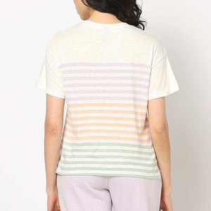 เสื้อยืดแขนสั้นคอกลมลายทางสำหรับผู้หญิง ทรงหลวม สวมใส่สบาย ผ้าถัก 100% คอตตอน ระบายอากาศได้ดี เหมาะสำหรับฤดูใบไม้ผลิและฤดูร้อน - Product Image 2