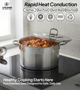 Ensemble de casseroles de luxe en acier inoxydable 18/10, 6 pièces, avec couvercles en acier inoxydable, poignées en acier et base compatible induction - Product Image 5