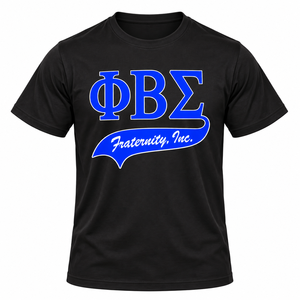 Phi Beta Sigma <b>Black</b> <b>Mens</b> Casual T <b>Shirt</b> with Royal Blue White Greek Letter Fraternity Inc Graphic Print <b>Short</b> <b>Sleeve</b> Crew Neck - Product Image 3