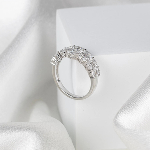 Elegante Anillo de Boda de Diamantes de Laboratorio de 2 Quilates, Corte Princesa y Marquesa, Oro Blanco de 14K, Media Eternidad, Apilable, para Mujer - Product Image 2