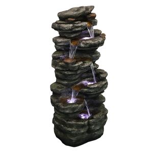 Fuente de Cascada para Exteriores de 40 Pulgadas de Alto con Luces LED, Elegante Diseño de Roca para Jardín o Patio - Product Image 6