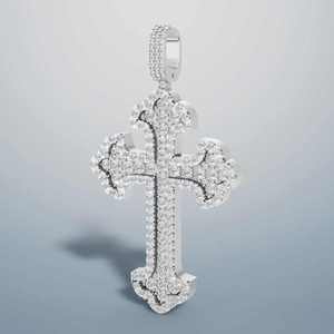 จี้รูปกางเขนฮิปฮอปประดับเพชรโมอิสซาไนต์ทรงสวยงาม เงินแท้ 925 ชุบทอง พร้อมใบรับรอง GRA สร้อยคอสำหรับทุกเพศ - Product Image 1