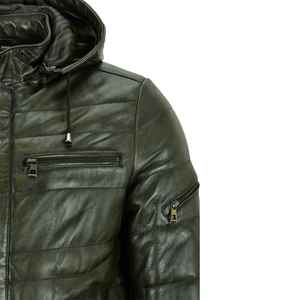 Veste en cuir pour homme en gros – Veste matelassée 100 % cuir d'agneau véritable, qualité supérieure, teinte unie - Product Image 4