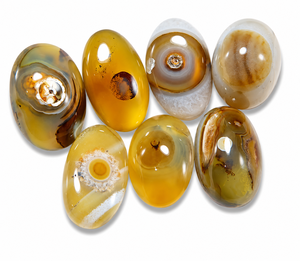 Yellow Yemeni <b>Aqeeq</b> Sulemani Hakik Natural Eye Agate Cabochon Oval Shape Loose Gemstone for Jewelry Making - Product Image 1