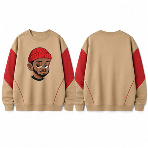 Men's Custom logo Cotton Washed Embroidered Crop Sweat Shirt Blank Oversized Drop Shoulder Crewneck Sweatshirt for Men - Product Image 1