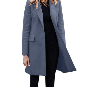 Elegante Abrigo Largo de Algodón y Lana, Chaqueta de Invierno, Corte Entallado, Gabardina de Moda para Mujer, Ropa Casual - Product Image 3