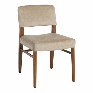 Chaise de salle à manger Mulyo moderne en teck de style mid-century, fabriquée à la main, avec assise rembourrée confortable pour la cuisine - Product Image 1