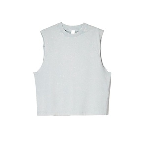 เสื้อกล้ามคอกลมสีฟ้าอ่อนสำหรับผู้ชาย ผ้าถักสีพื้น สวมใส่สบายๆ - Product Image 6