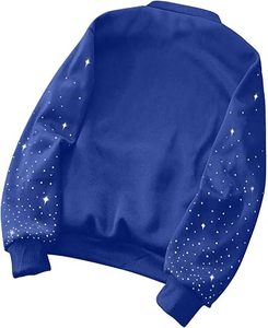 Sudadera Azul con Cuello Redondo y Estampado de Estrellas en las Mangas, Corte Regular, Unisex, Informal, para Otoño - Product Image 5