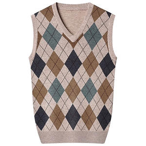 Pull sans manches à col en V en gros, tricoté à la main de haute qualité, séchage rapide, logo personnalisé, design uni, pull de cricket pour hommes - Product Image 1