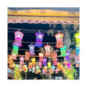 Hmong Brocade Lantern Wholesale Handmade Vietnamese Ethnic Lantern Cheap Boho Hanging Lamp Asian Textile Decor Vibe Lantern - Product Image 3