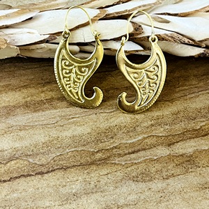 Nuevos Pendientes de Aro con Diseño Tribal Paisley, Joyería Boho de Latón para Mujer, Chapados en Oro de 18k, con Espirales Florales Colgantes [Venta al por Mayor/OEM/ODM] - Product Image 6