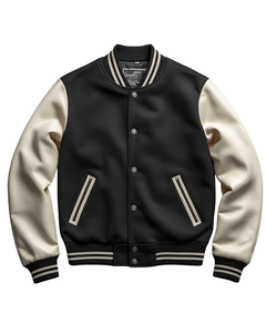 Vestes universitaires classiques pour hommes personnalisées, corps en laine de qualité supérieure, manches en cuir véritable, coupe ajustée décontractée, style vintage universitaire - Product Image 2