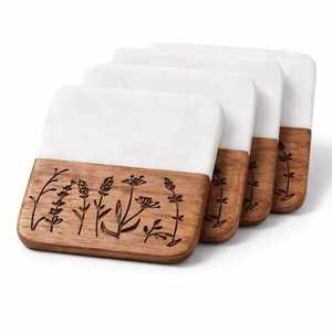 Juego de Posavasos Rectangulares de Piedra con Diseño Estampado Marrón, Estilo Vintage, Antideslizantes - Product Image 4