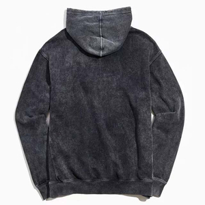 Sweat à capuche pour homme personnalisé, coupe classique, de luxe, gris noir, vintage, qualité supérieure, en gros, effet délavé à l'acide, avec service OEM - Product Image 2