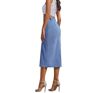 Hot Selling High Street White Ladies Cotton Denim Skirt Mid Length Skirt with <b>Lace</b> up Detail Partywear Cutoff Style OEM - Product Image 3