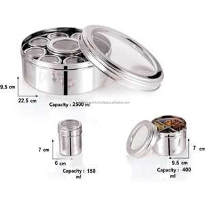 Ensemble de pots à épices ronds en acier inoxydable avec couvercle en verre, compatibles lave-vaisselle, qualité alimentaire, taille personnalisable pour la maison et la restauration - Product Image 2