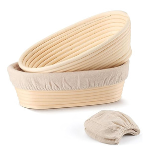 High quality brotform dough proofing rattan banneton <b>bread</b> <b>basket</b> set with liner fermentation sourdough <b>baskets</b> - Product Image 2