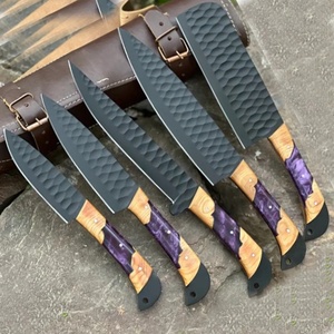 Juego de Cuchillos de Chef Profesionales de Acero Inoxidable de 5 Piezas, Hechos a Mano por Ahmad Fabric, Mango de Resina, Funda de Cuero, Diseño Moderno, Personalizable - Product Image 5