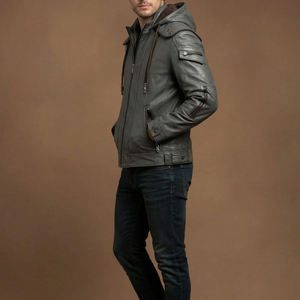 Chaquetas de Cuero con Capucha para Hombre, a la Moda, para Invierno, Chaquetas Casuales para Clima Frío, Prendas Exteriores de Cuero Suave de Primera Calidad, Modernas - Product Image 6