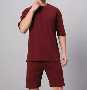 OEM Summer Breathable <b>Knitted</b> Men's Casual Two-Piece Clothing <b>Sets</b> T-Shirts and Shorts - Product Image 3