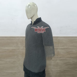 Haut de gilet médiéval en maille de fer 10 mm en acier doux à anneaux boutés, armure de chevalier historique, équipement de reconstitution historique de haute qualité pour adultes - Product Image 2