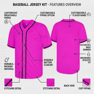 Maillots de baseball personnalisés en gros, faible MOQ, uniformes de softball boutonnés, maillots de sport sublimés respirants pour équipes, vêtements personnalisés - Product Image 2