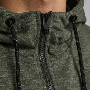 Sweat-shirt à capuche gris pour homme, fermeture éclair intégrale, coupe classique, tricoté en polyester et coton, décontracté, pour l'automne - Product Image 6