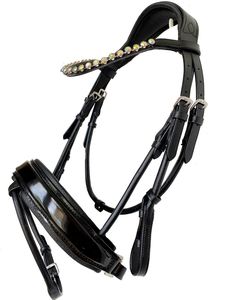 สายคาดศีรษะสำหรับขี่ม้า ANNABELLE EQUESTRIAN สีดำ หนังม้วนประดับคริสตัลและเพชรเทียม สำหรับการฝึกขี่ม้า- ผลิตโดยผู้ผลิตจากอุฏารปัฎษฐ์ - Product Image 1