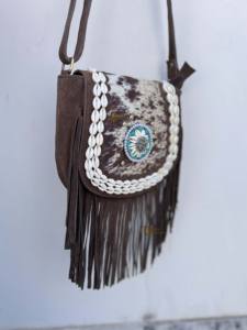 กระเป๋าหนังวัวแท้สไตล์ตะวันตกคุณภาพสูง กระเป๋าสะพายหนังทรงเก๋ไก๋สไตล์โบฮีเมียน กระเป๋าวินเทจสไตล์ยิปซี - Product Image 2