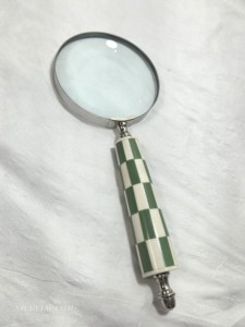 Loupe de poche vintage à poignée à carreaux verts, loupe de luxe, accessoire de bureau décoratif, cadeau de bureau, artisanat - Product Image 5