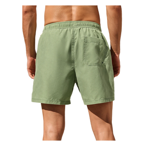 Men's Green Solid Beach Shorts Mid Waist Zipper Fly Breathable Digital Printing Embroidered Logo Left Leg Woven Polyester - Product Image 2
