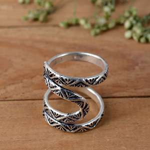 SHYAM JEWELRS Luxury Unisex <b>Adjustable</b> 925 <b>Silver</b> Flower Patterned Splint <b>Ring</b> for Hypermobility & Knuckle Support - Product Image 3