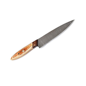 มีดเชฟ UM STEEL NS-0002-SA แบบดามัสกัสสั่งทำพิเศษ ตีขึ้นรูปด้วยมือจากเหล็กกล้าไร้สนิม 440C ขนาด 7 นิ้ว ใบมีดคมกริบ ด้ามไม้หุ้มหนัง - Product Image 3