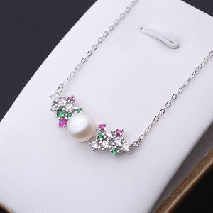 Collar con Colgante de Plata S925 para Mujer con Cadena de Perlas de 8-9 mm y Soporte Vacío para Accesorios DIY 274 - Product Image 5