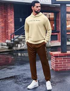 Conjunto deportivo de 2 piezas con capucha para hombre, traje de jogging con estampado de letras, sudadera con capucha informal y pantalones de chándal. - Product Image 4